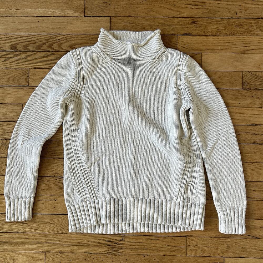 Women’s J.CREW Cotton Rollneck Sweater Size Small Cream Off White Ecru